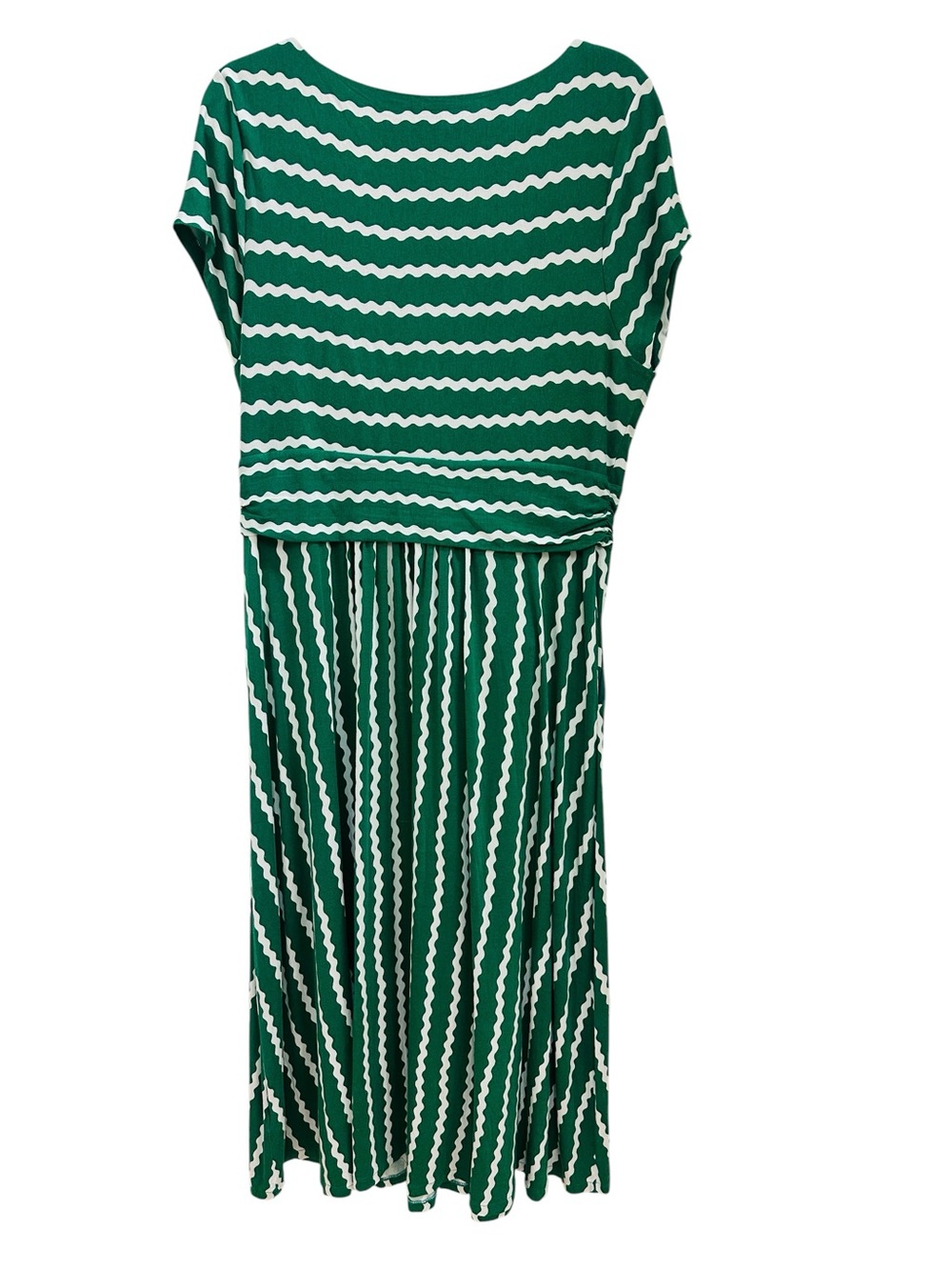 Boden Women’s Boat Neck Jersey Maxi Dress Green/White Wavy Stripes 16 Coastal - Picture 3 of 8